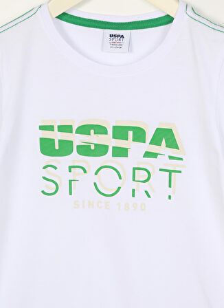 U.S. Polo Assn. Beyaz Erkek Çocuk Bisiklet Yaka Kısa Kollu Baskılı T-Shirt LARENKIDS