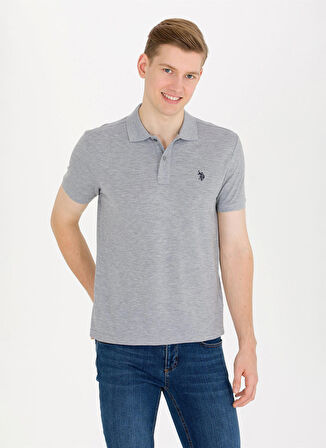 U.S. Polo Assn. Gri Melanj Erkek Polo T-Shirt GTP04IY023