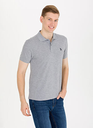 U.S. Polo Assn. Gri Melanj Erkek Polo T-Shirt GTP04IY023