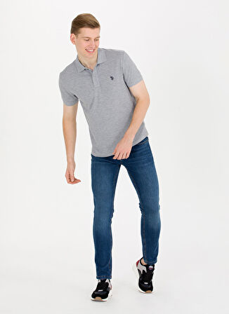 U.S. Polo Assn. Gri Melanj Erkek Polo T-Shirt GTP04IY023