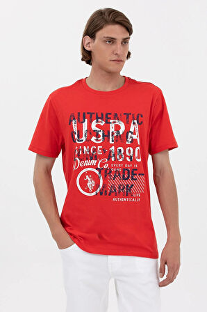 U.S. Polo Assn. Baskılı Bisiklet Yaka T-shirt