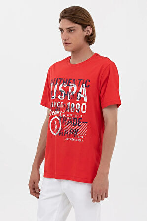 U.S. Polo Assn. Baskılı Bisiklet Yaka T-shirt