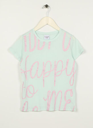 U.S. Polo Assn. Yeşil Kız Çocuk Bisiklet Yaka Kısa Kollu Regular Fit Baskılı T-Shirt PARS