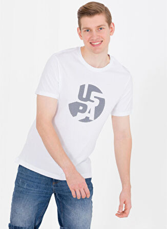 U.S. Polo Assn. Bisiklet Yaka Beyaz Erkek T-Shirt ONZA