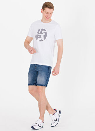 U.S. Polo Assn. Bisiklet Yaka Beyaz Erkek T-Shirt ONZA