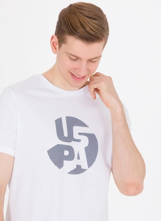 U.S. Polo Assn. Bisiklet Yaka Beyaz Erkek T-Shirt ONZA