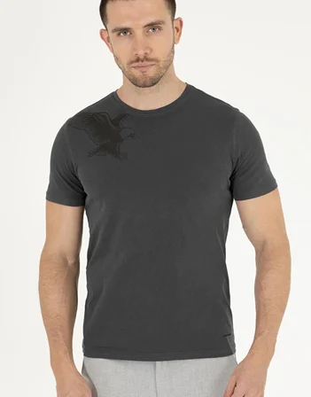 Pierre Cardin Siyah Erkek Slim Fit Baskılı T-shirt