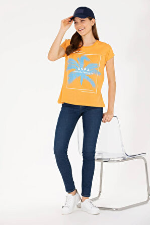 Kadın Bisiklet Yaka Tişört-Turuncu | XS