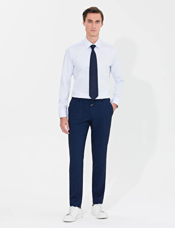 Erkek Slim Fit Uzun Kollu Basic Gömlek-Açık Mavi | 43