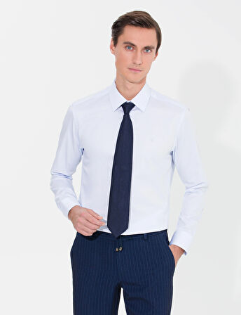 Erkek Slim Fit Uzun Kollu Basic Gömlek-Açık Mavi | 43