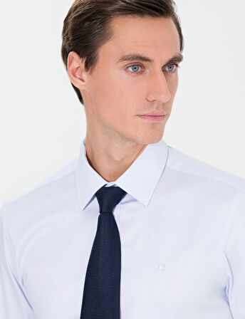 Erkek Slim Fit Uzun Kollu Basic Gömlek-Açık Mavi | 43