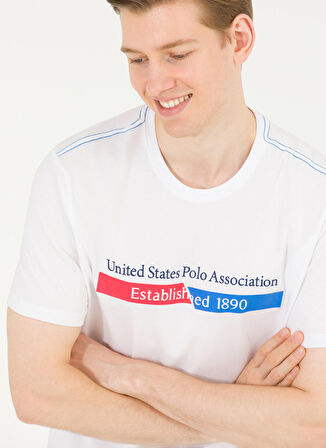 U.S. Polo Assn. Bisiklet Yaka Beyaz Erkek T-Shirt PERENE