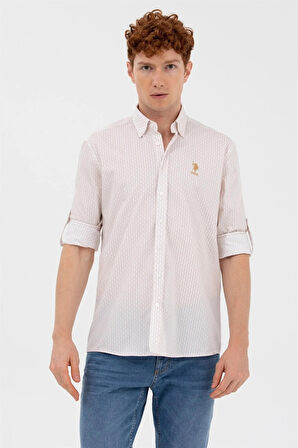 . Erkek Desenli Slim Fit Gömlek 1584114 Camel