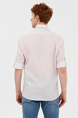 . Erkek Desenli Slim Fit Gömlek 1584114 Camel