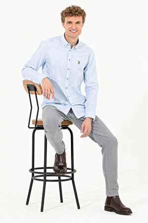 . Erkek Slim Fit Pamuklu Gömlek 1571695 Açık Mavi