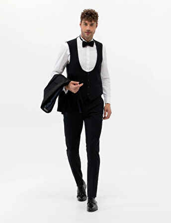 Erkek Yelekli Smokin-Lacivert | 52