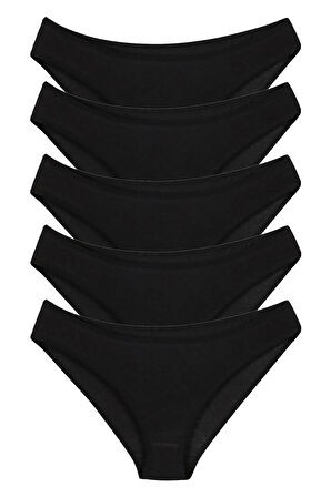 Kadın Günlük Pamuklu Külot Siyah Bikini Model 5'li Paket Kts1057