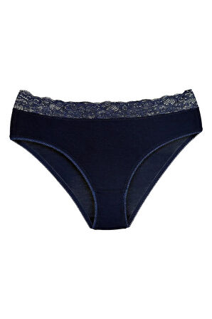 Kadın Bambu Kumaş Beli Dantelli Slip Külot 3'lü Paket Set Kts1094