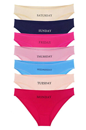 Kadın Gün Baskılı 7'li Slip Külot