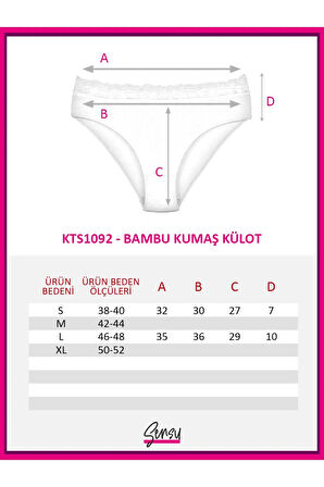 Kadın Özel Kumaş Bambu Beli Dantelli 3'lü Külot Set
