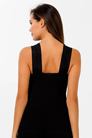 Kadın Yaka Ve Askı Dantelli Pamuklu Atlet