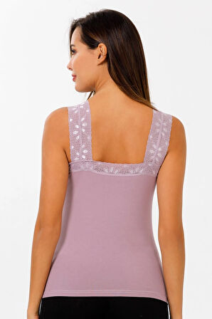 Kadın Yaka Ve Askı Dantelli Pamuklu Atlet