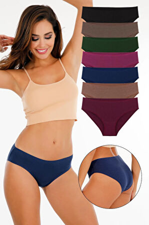 Kadın Fitilli Bato Model 7'li Külot Set Karışık Renkler Kts3021