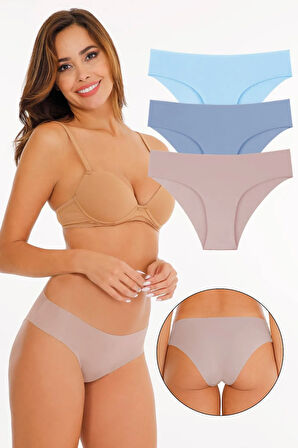 Kadın Lazer Kesim Likralı Külot 3'lü Paket Set