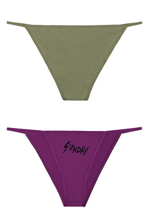 Kadın Gün Baskılı 7'li Ipli Bikini Külot