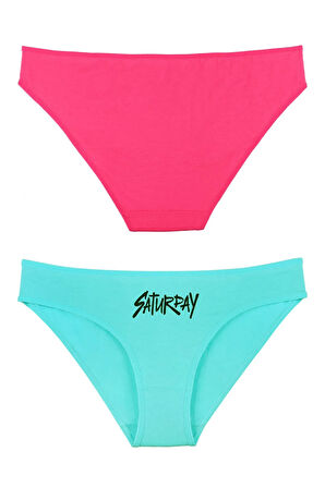 Kadın Gün Baskılı 7'li Slip Bikini Külot