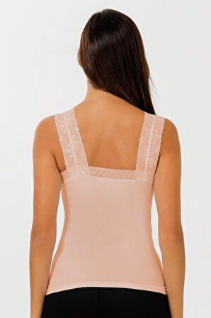 Kadın Yaka Ve Askı Dantelli Pamuklu Atlet