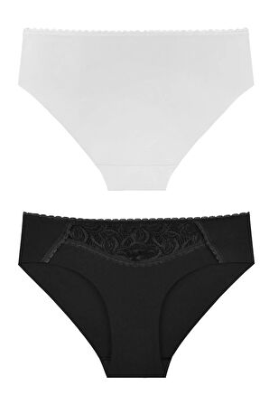 Kadın Lazer Kesim Dantel Detaylı Slip Külot 3'lü Paket Set - Kts3100