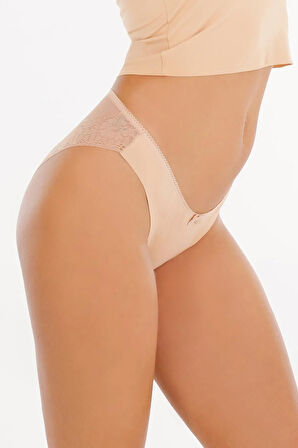 Kadın Lazer Kesim Brazilian Model Dantel Detaylı 3'lü Külot Set - Kts3106