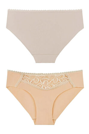 Kadın Lazer Kesim Dantel Detaylı Slip Külot 3'lü Paket Set - Kts3100