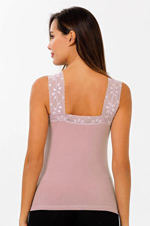 Kadın Yaka Ve Askı Dantelli Pamuklu Atlet