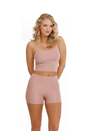 Lazer Kesim Yüksek Bel Toparlayıcı Şort Tekli Set -OTR4000