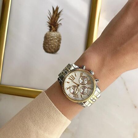 Roma Rakam Kasa Detaylı Altın Gümüş Kadın Kol Saati