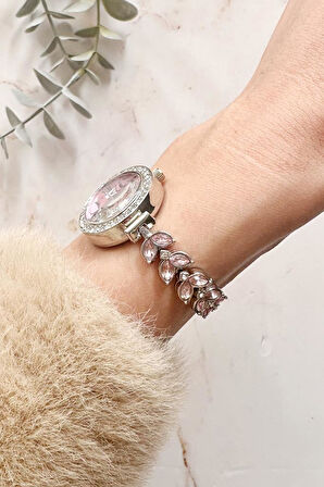 Dienna Gri Pembe Taşlı Kadın Kol Saati