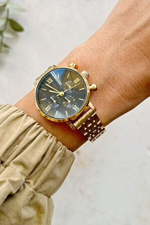 Massa Siyah Kadran Gold Kordon Kadın Kol Saati