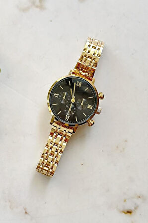 Massa Siyah Kadran Gold Kordon Kadın Kol Saati