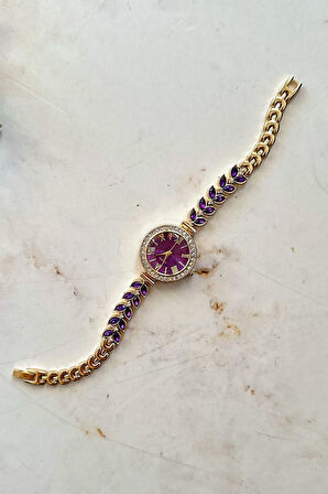 Dienna Gold Kordon Mor Taşlı Kadın Kol Saati