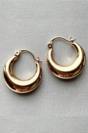 Gold Kalın Bombeli Halka Küpe