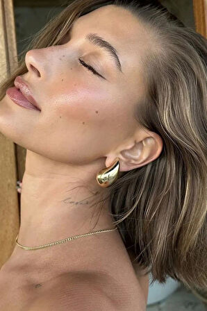 Gold Gözyaşı Damla Kadın Küpe