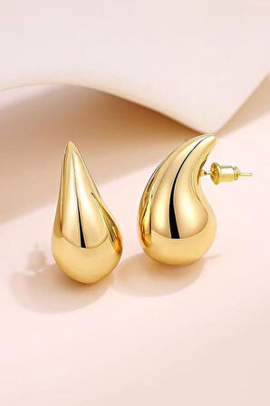 Gold Gözyaşı Damla Kadın Küpe