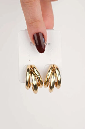 Üç Sıra Halka Çelik Küpe