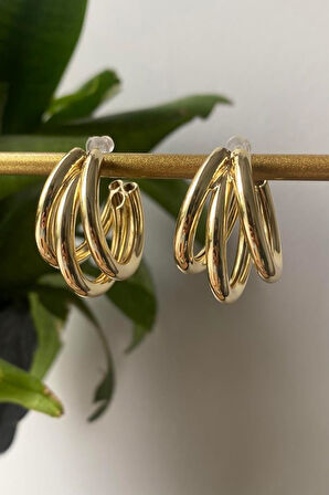 Üç Sıra Halka Çelik Küpe