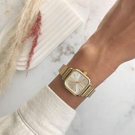 Hemera Gümüş Kadran Gold Metal Kadın Kol Saat