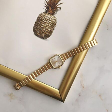 Hemera Gümüş Kadran Gold Metal Kadın Kol Saat