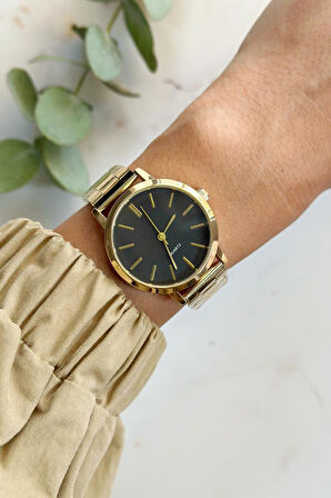 Tirol Siyah Kadran Gold Kordon Kadın Kol Saati