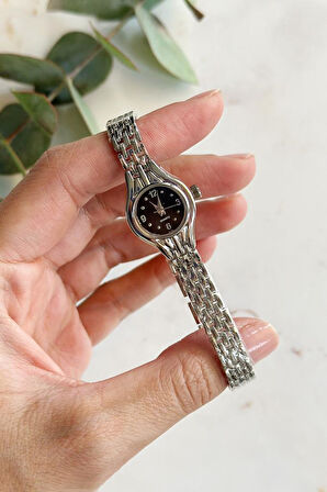 Enna Siyah Kadran Gümüş Kadın Kol Saati